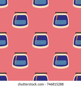 Jars with rustic home canning new seamless pattern for background.