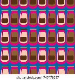 Jars with rustic home canning new seamless pattern for background.