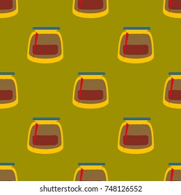 Jars with rustic home canning new seamless pattern for background.