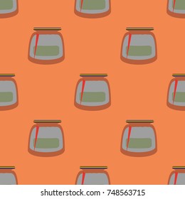 Jars with rustic home canning new seamless pattern for background.