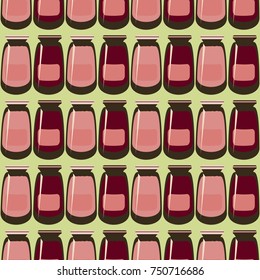 Jars with rustic home canning new seamless pattern for background.