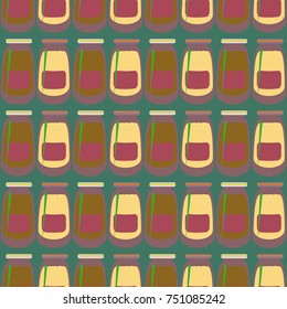 Jars with rustic home canning new seamless pattern for background.