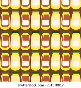 Jars with rustic home canning new seamless pattern for background.