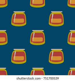Jars with rustic home canning new seamless pattern for background.