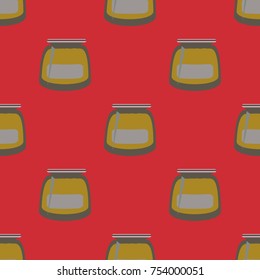 Jars with rustic home canning new seamless pattern for background.