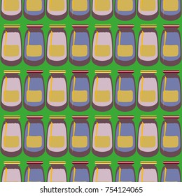 Jars with rustic home canning new seamless pattern for background.