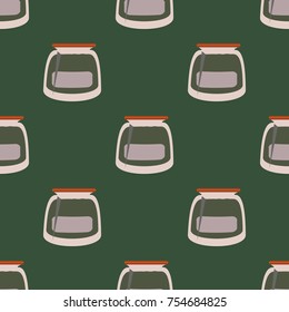 Jars with rustic home canning new seamless pattern for background.