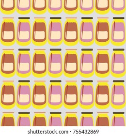 Jars with rustic home canning new seamless pattern for background.