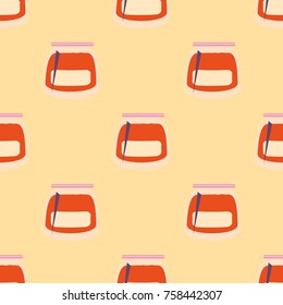 Jars with rustic home canning new seamless pattern for background.