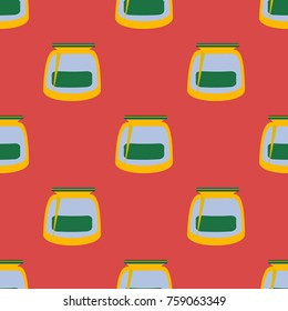 Jars with rustic home canning new seamless pattern for background.