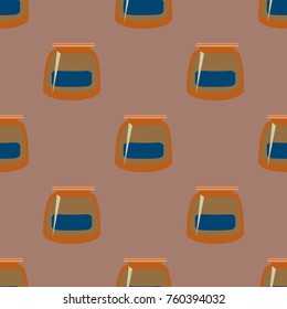 Jars with rustic home canning new seamless pattern for background.