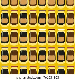 Jars with rustic home canning new seamless pattern for background.