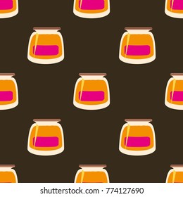 Jars with rustic home canning new seamless pattern for background.
