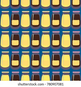Jars with rustic home canning new seamless pattern for background.