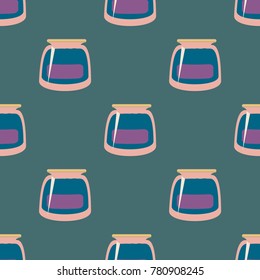 Jars with rustic home canning new seamless pattern for background.