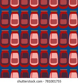 Jars with rustic home canning new seamless pattern for background.