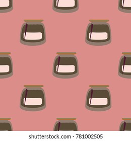 Jars with rustic home canning new seamless pattern for background.