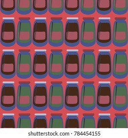 Jars with rustic home canning new seamless pattern for background.