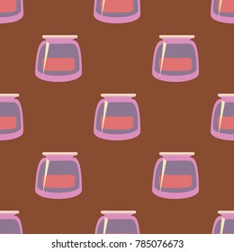 Jars with rustic home canning new seamless pattern for background.