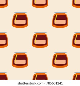 Jars with rustic home canning new seamless pattern for background.