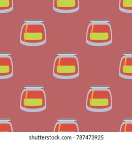 Jars with rustic home canning new seamless pattern for background.