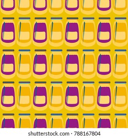 Jars with rustic home canning new seamless pattern for background.