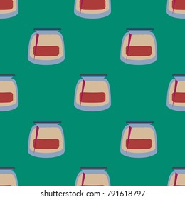 Jars with rustic home canning new seamless pattern for background.
