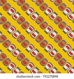 Jars with rustic home canning new seamless pattern for background.