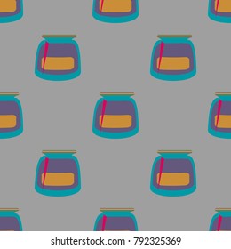 Jars with rustic home canning new seamless pattern for background.
