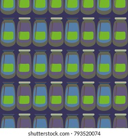 Jars with rustic home canning new seamless pattern for background.