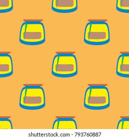 Jars with rustic home canning new seamless pattern for background.