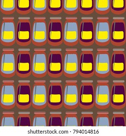 Jars with rustic home canning new seamless pattern for background.
