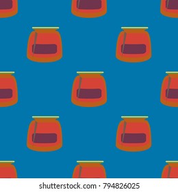 Jars with rustic home canning new seamless pattern for background.