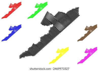 Ilustración vectorial de mapas del municipio de Jaru (Estado de Rondonia o Rondonia, RO, Municipios de Brasil, República Federativa de Brasil), dibujo de garabatos mapa de Jaru