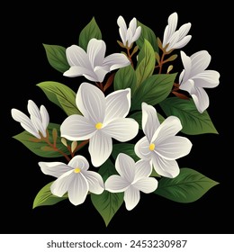 Jasmine Digital Art Flower Clip Art vector illustration