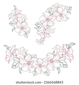 Jasmine exotic flower order, hand drawn vector illustration for card or wedding invite.