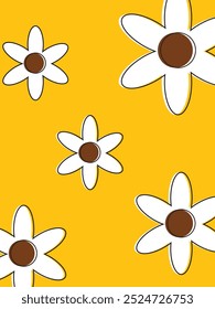 Jasmine floral vector seamless pattern background. Line art hand drawn flower heads, blossom, petals. with yellow backdrop.Botanical repeat for medicinal healing plant.