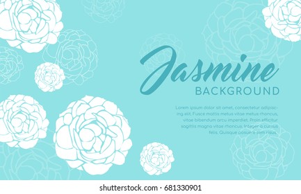 Jasmine flower background vector illustration. White jasmine on blue background. 