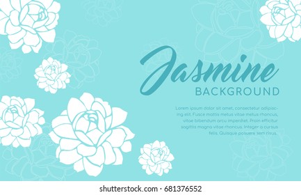 Jasmine flower background vector illustration. White Jasmine on blue background. 