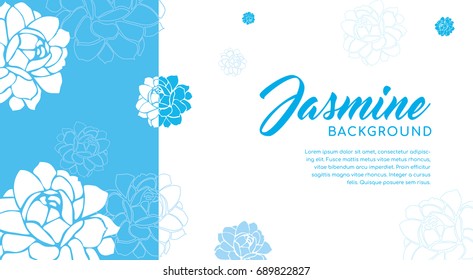 Jasmine flower background vector illustration. White Jasmine on blue background.