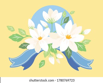 Jasmine Flower Bouquet With Ribbon, Mother Day Flower Vector