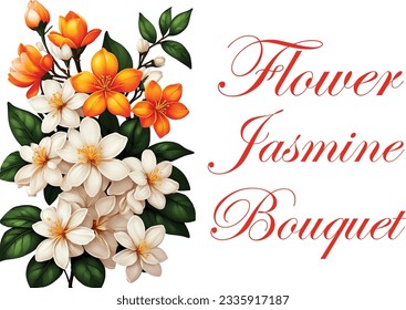 jasmine flower bouquet white, orange 