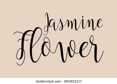 Jasmine Flower Calligraphy Black Color Text On Golden Yellow Background