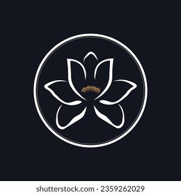 jasmine flower logo and symbol on black background