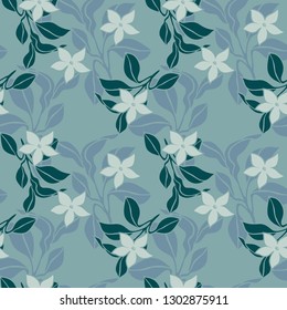 Jasmine flower pattern blue color