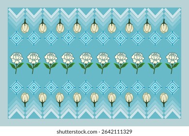 Jasmine flower pattern on a light blue background symbol of Mother Day
