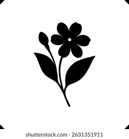 Jasmine Flower Silhouette - Dark Contrast, and Simplified Line Art
