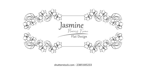 marco de sketch de flor jazmín.
patrón de rectángulo redondeado. 