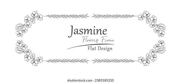 jasmine flower sketch frame.
rounded rectangle pattern. 