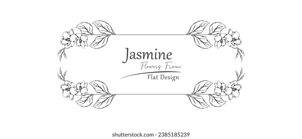 jasmine flower sketch frame.
rounded rectangle pattern. 